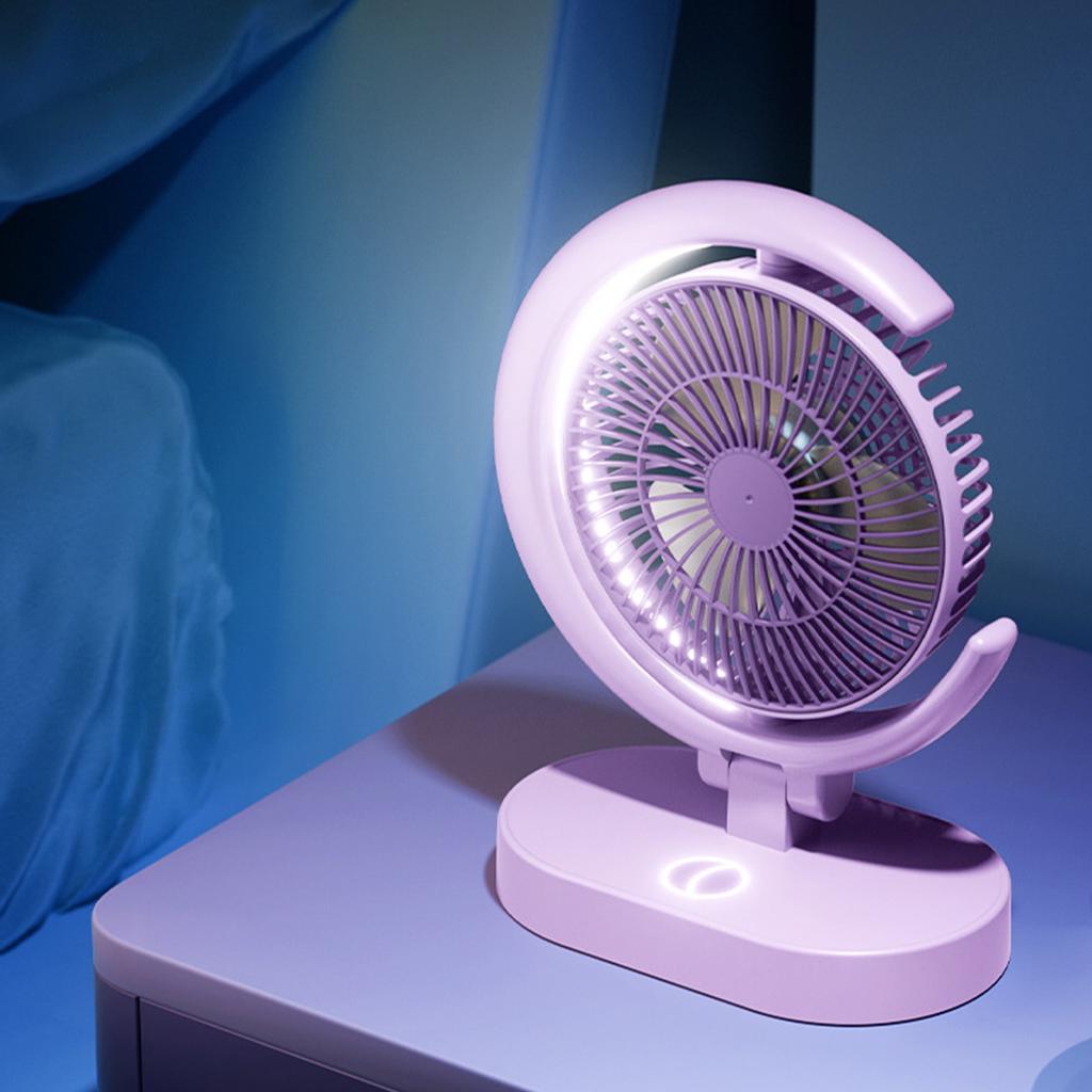 USB Desk Fan Rechargeable Quiet Small Portable Desktop Table Fan with Light for Home Travel Office