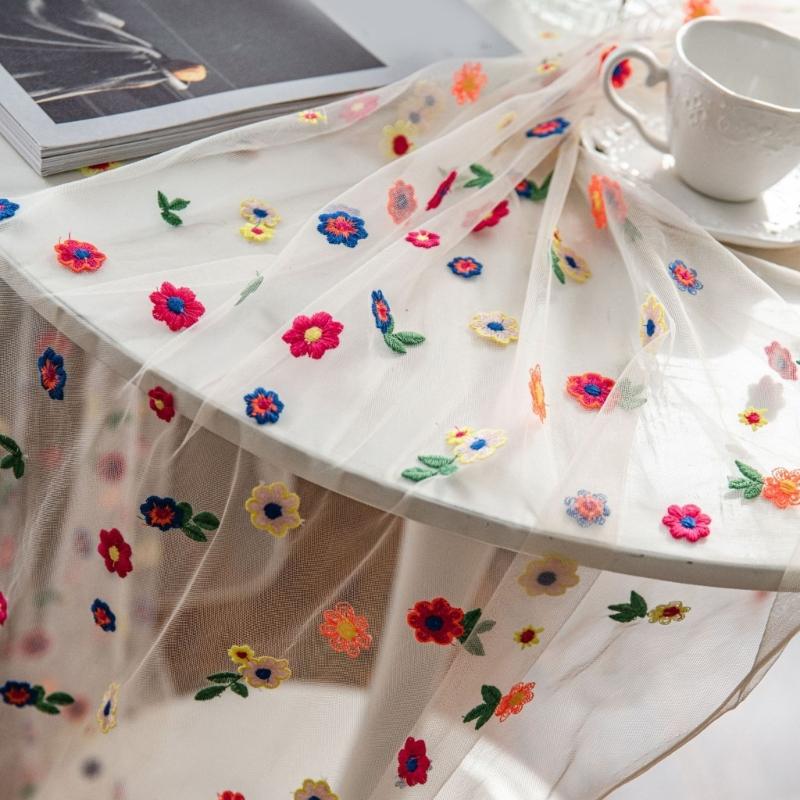 Elegant Lace Embroidery Tablecloth For Dining Table Decoration Polyester Fabric And Easy To Cleaning
