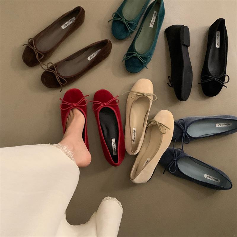 Fashion Bailamos Brand New Women Velvet Flats Fashion Round Toe Shallow Mary Jane Shoes Soft Casual Ballet Shoes Slingback Shoes Muje