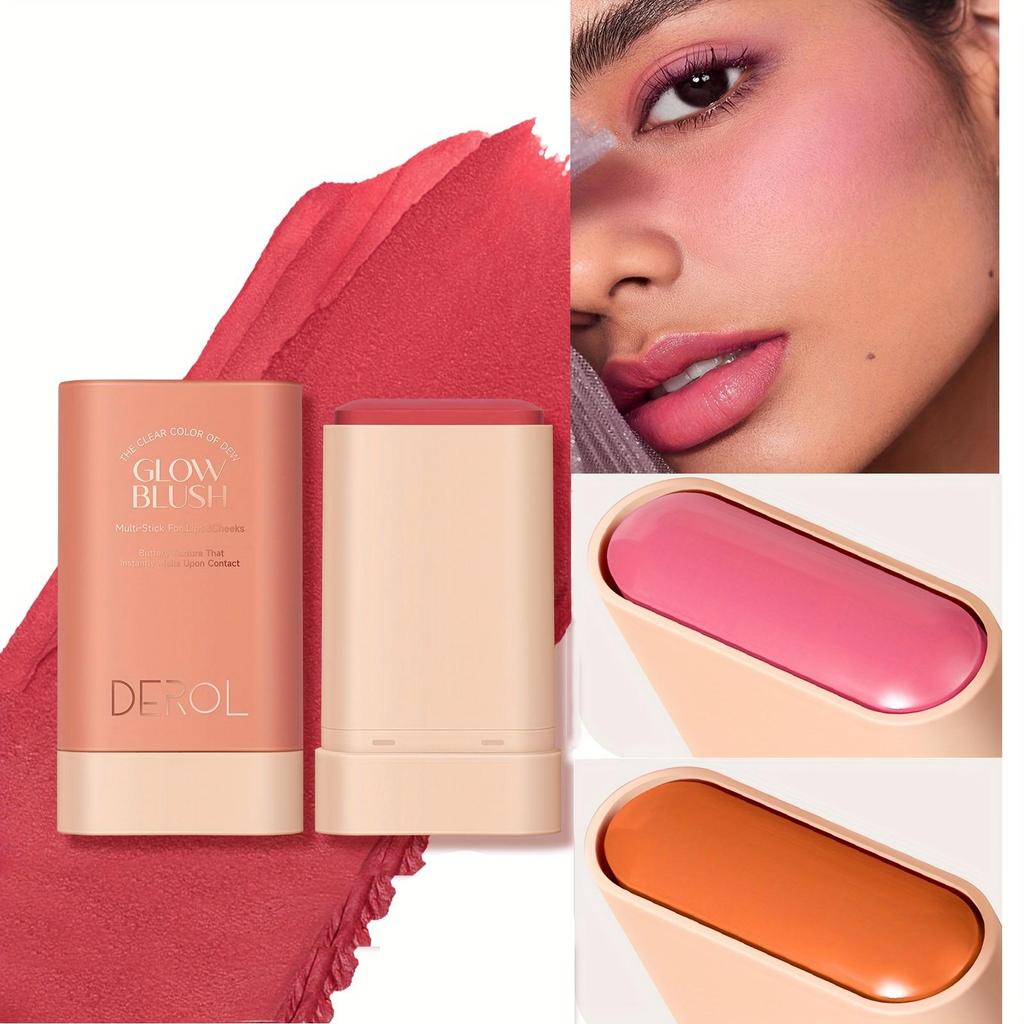Multifunctional Blush Stick Large Capacity Face Eye Lip Natural Nude Makeup Trim & Brighten Solid Blush Stick Blush Cream Women Makeup