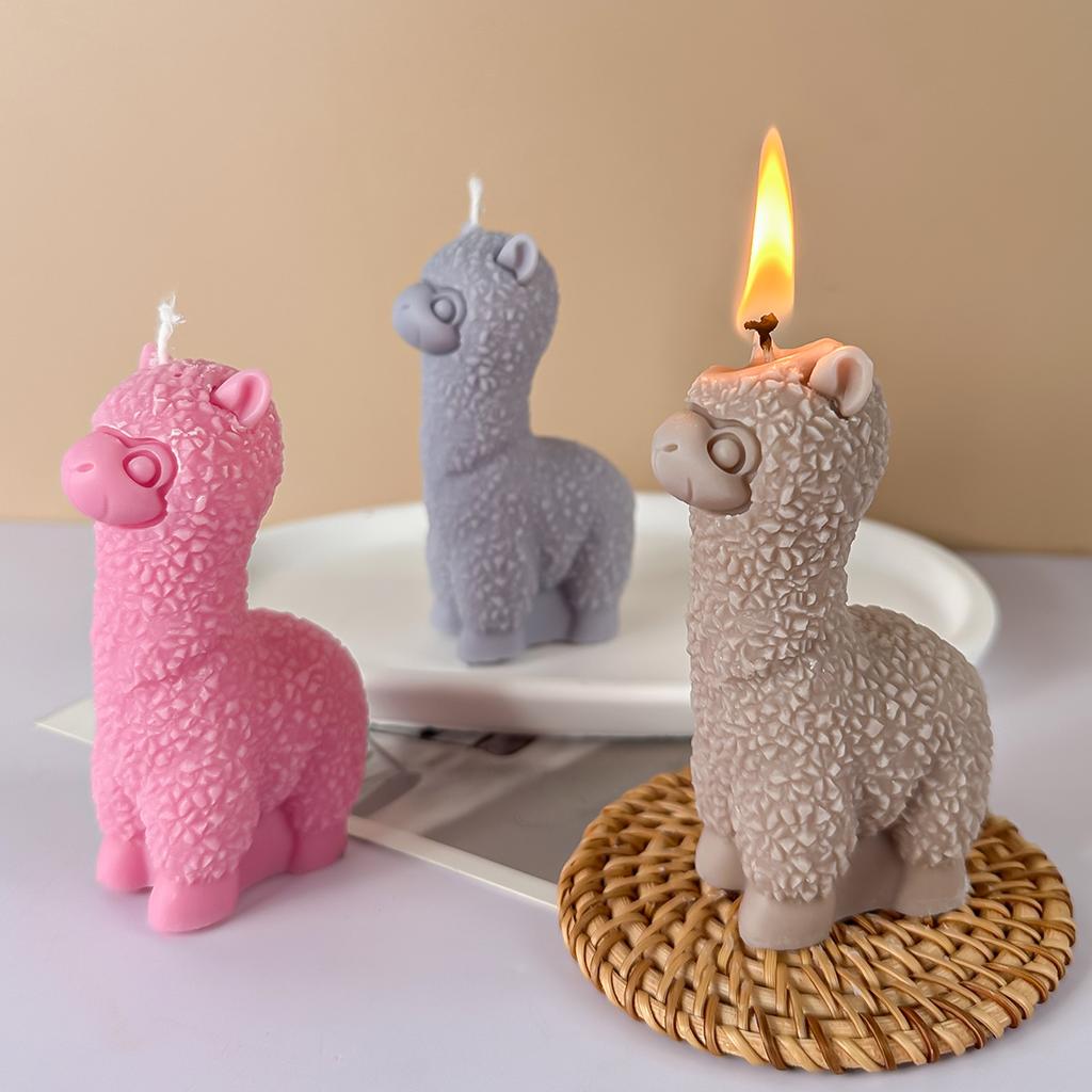 DIY Cute Cartoon Alpaca Silicone Mold New 3D Candle Making Supplies Soap Resin Plaster Mould Festival Gift Home Decora Craft