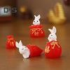 2Pcs Long Lasting New Year Ornaments Handmade Creative Rabbit Zodiac Micro Landscape Ornament