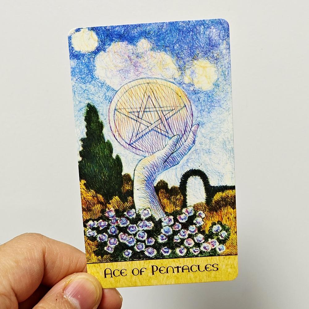 Fantasy Garden Tarot 78 Pcs Cards In Rider-waite System Made with Ballpoint Pens In Eight Colors 10.3*6cm