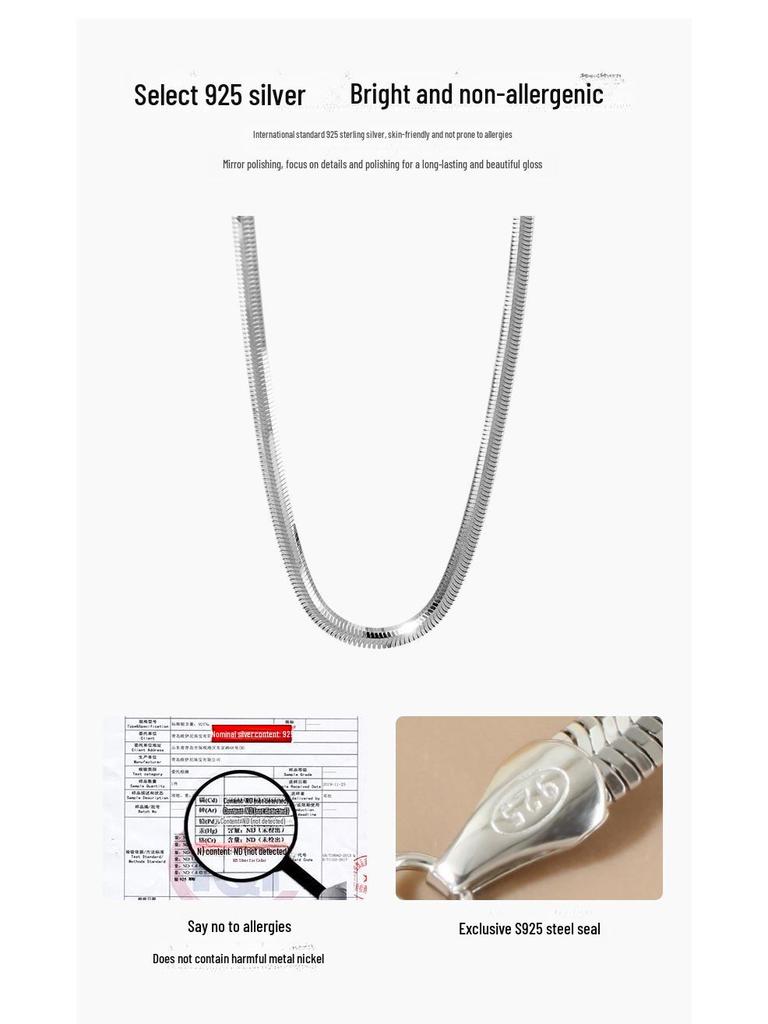 925 Sterling Silver Italian Snake Chain Necklace - Stylish, High-End, Versatile Accessory