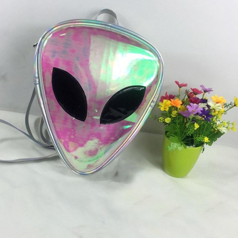 Triangle 3D Alien ET Head Face Designed Message Bag Shoulder Bag Laser Backpack