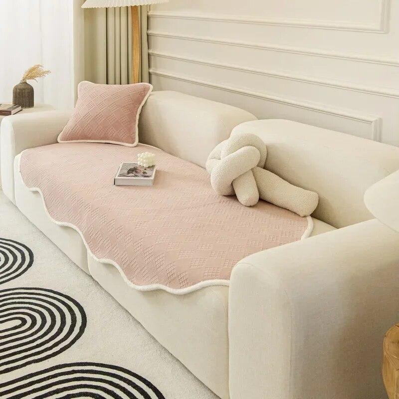 Nordic Irregular Shaped Sofa Mat Four Seasons Universal Sofa Towel Solid Color Thick Couch Cover for Living Room Sofa Decor