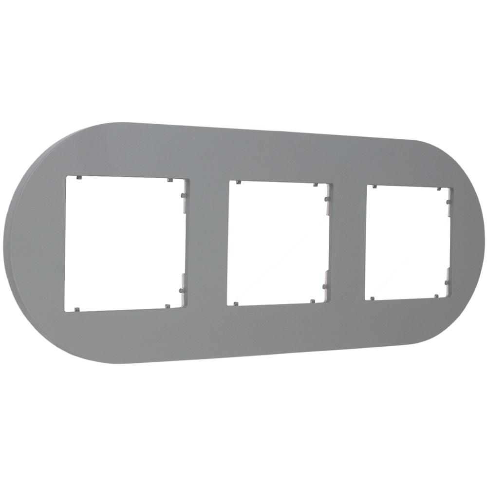 Triple frame for Karlik mini switches and sockets, round, matt gray, 27MRTO-3