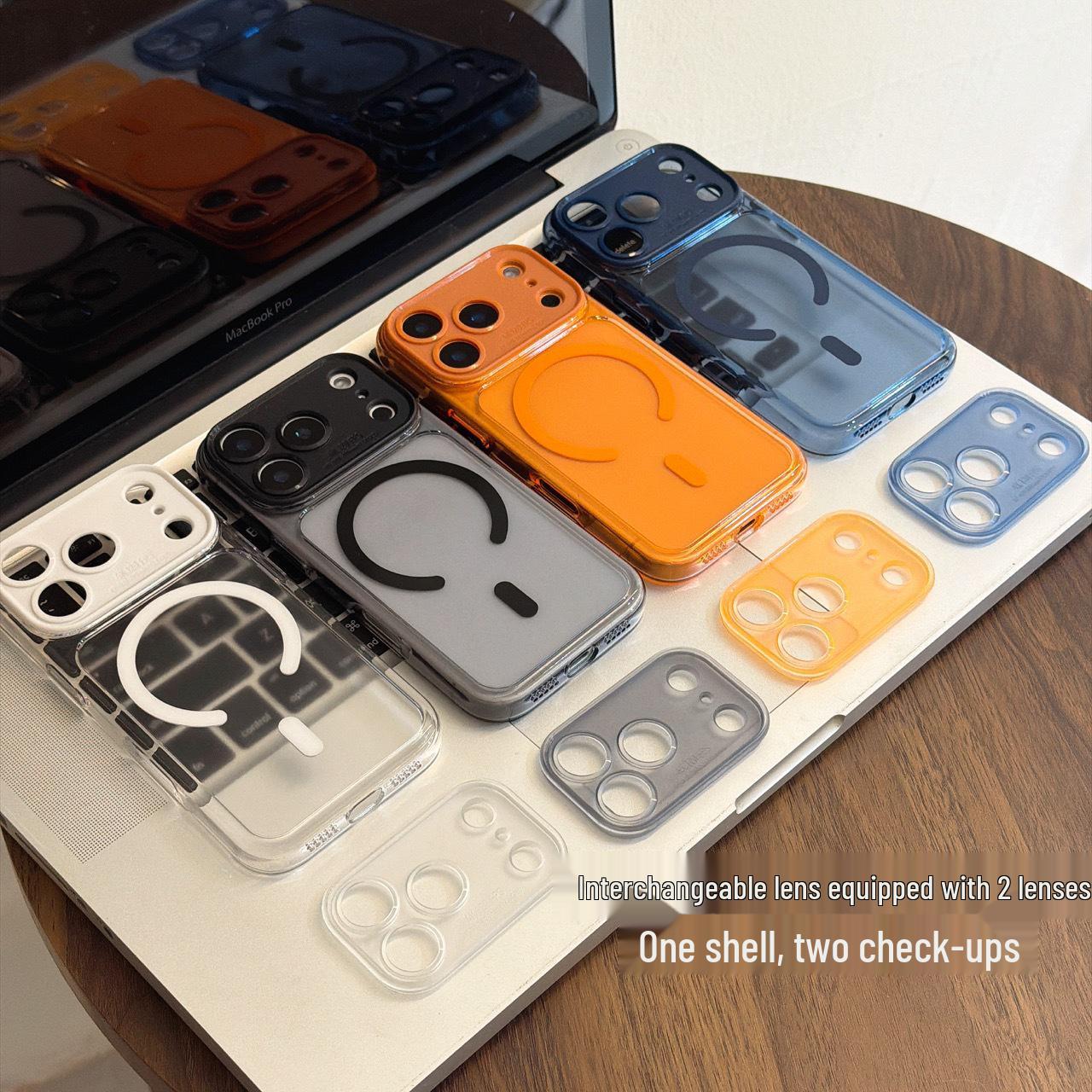 

Magnetic iPhone 15 Pro Max Drop-Proof Case with Replaceable Solid Color Lens iPhone 16
