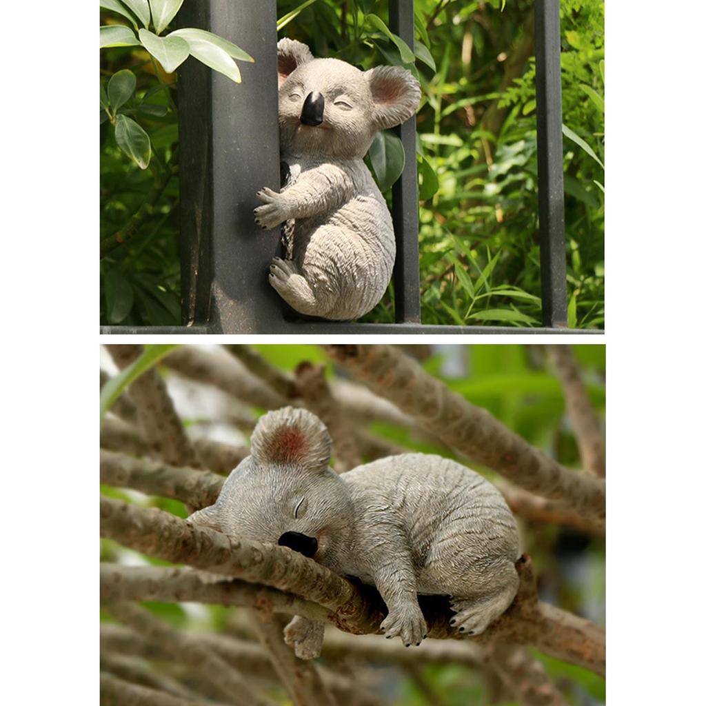 Statua Koala Creativa in Resina per Esterno Prato Giardino Animale Statuetta per Giardino delle Fate Paesaggio in Miniatura Ornamento Cortile Posteriore Scrivania