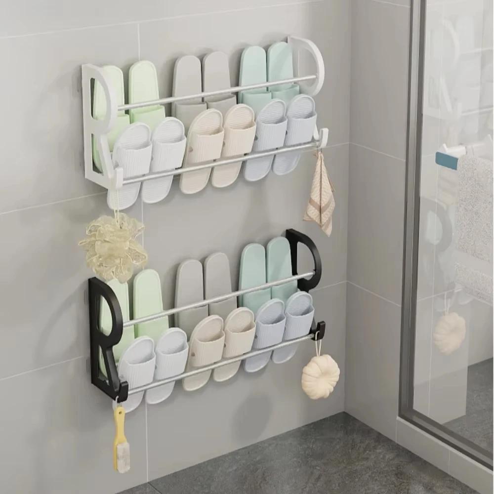 Wall Mounted Shoe Rack with No Drilling and Multifunctional Storage for Saving Space In Bedrooms and Living Rooms