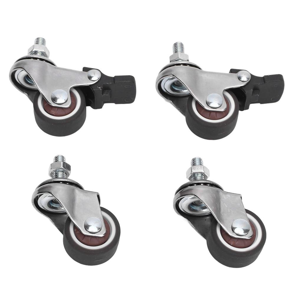 4 Pcs Caster Wheel M6x15mm Threaded Stem 1 Inch Diameter TPR Caster Wheel for Cart Workbench