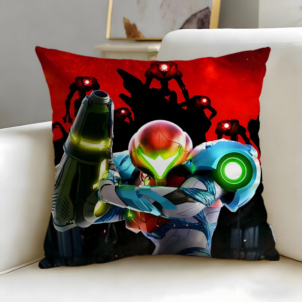 classic game Metroid Cushion Cover Soft & Easy-Wash Pillow Case – Versatile for Couch, Bed, Travel and Office