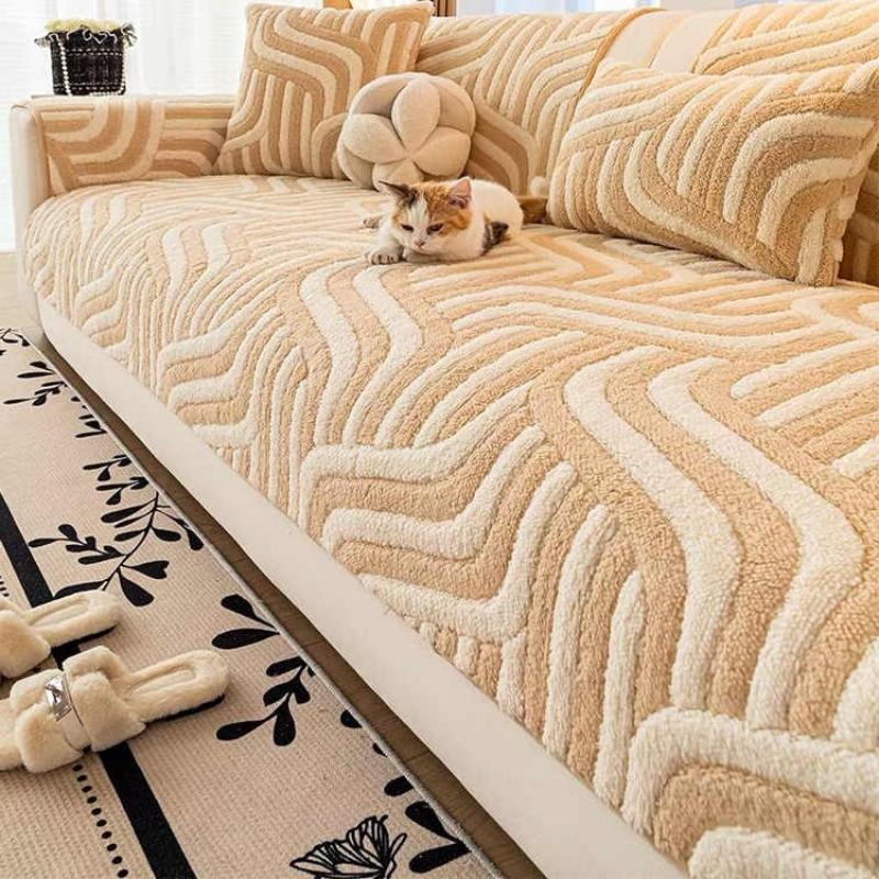 Texture Thick Plush Sofa Cushion Winter New Style Simple Style Dust-Proof Cushion Cover Cloth Sofa Towel Home Couch Decor