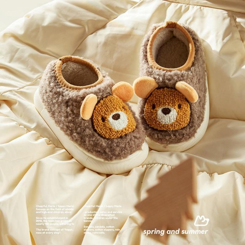 Barnas varme bomullssko med hæl Vinterhjemmesko