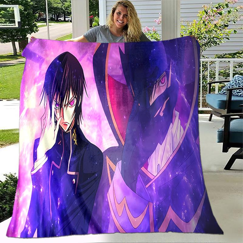 Anime Code Geass printed throw blanket—lightweight,soft,warm;versatile blanket all seasons—perfect air-conditioning throw,nap blanket