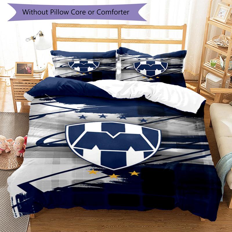 C.F.Monterrey Football Crest Art Printed Pattern Duvet Cover Set – includes 1 duvet cover and 2 matching pillowcases Bedroom decor Christmas gifts