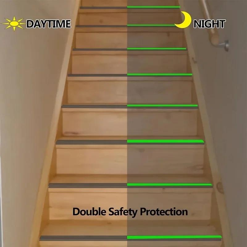 1Roll 5cmx1M Glow in The Dark Anti Slip Tape, PVC Non Slip Strips with Luminous Stripe, Stair Edge Protector for Indoor