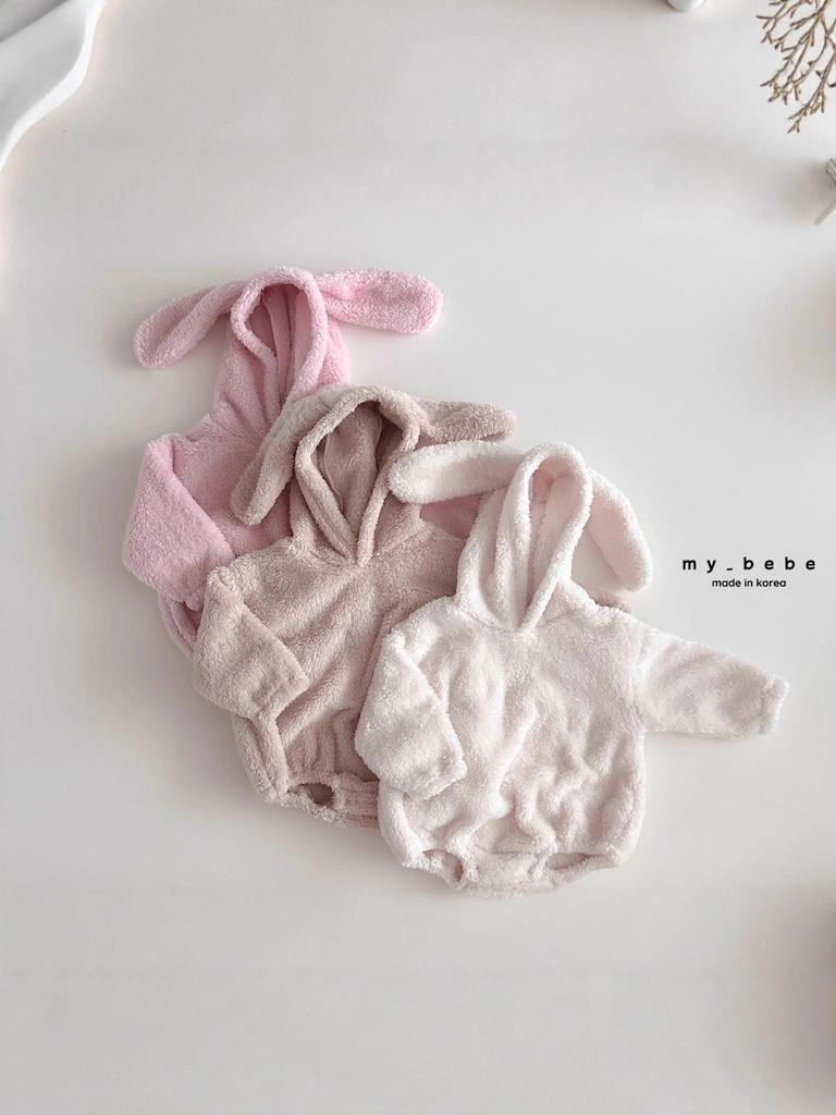 Korean Style Cartoon Lambswool Baby Jumpsuit - Hooded, Footed, Solid Color Winter Pajamas (2025)