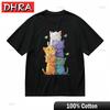 Womens Soft Classic TShirt Multicolor Kitten Tower and Flying Birds Art Tee Graphic Urban Minimalist Clothing Graphic Urban