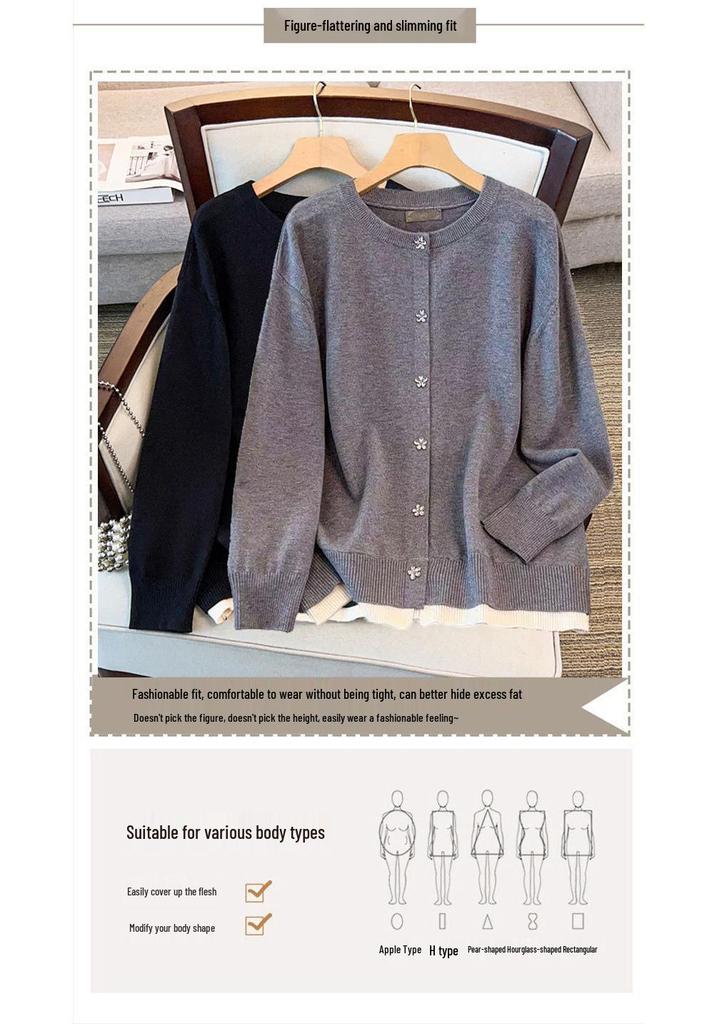 Damen Strickjacke in Übergröße, locker gestrickt, Brustumfang 150-160 - 8033