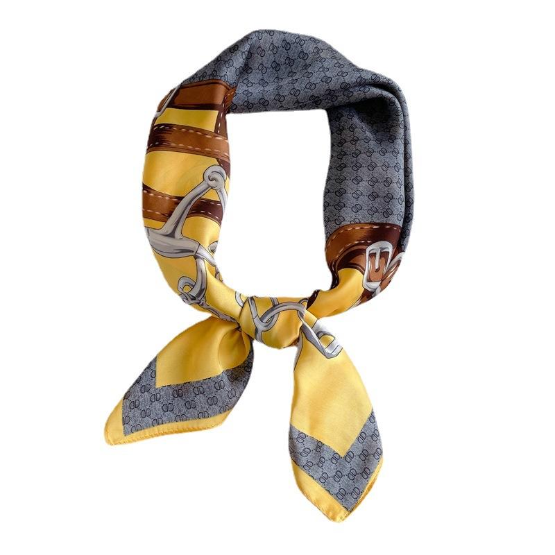 Literature and art new spring and summer thin small square scarf female imitation silk sunshade sunscreen silk scarf, scarf decorative printing small