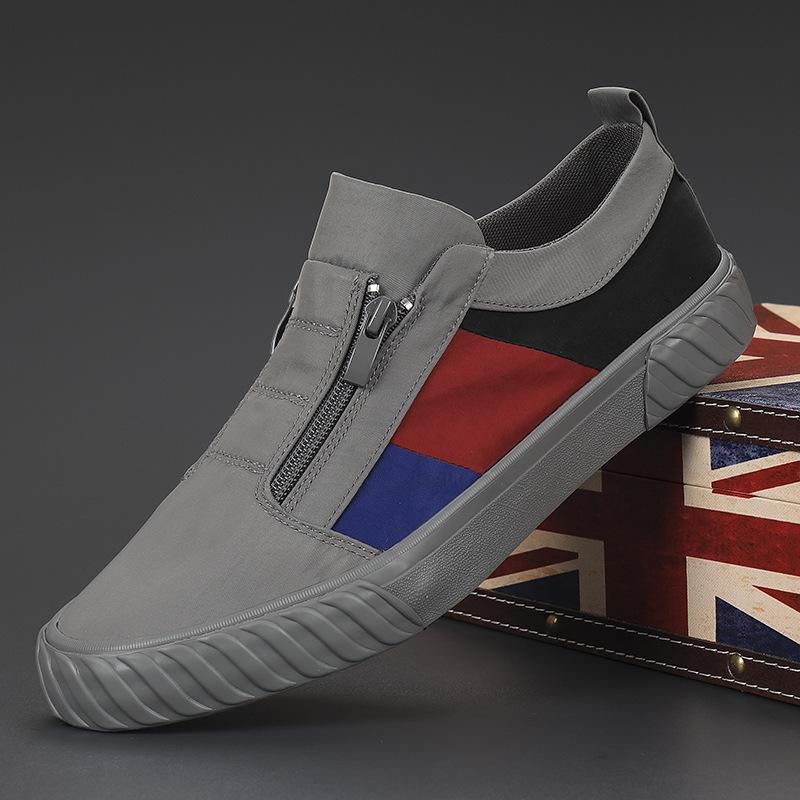 Men's Spring Canvas Zipper Shoes: Breathable, Versatile, Low-Top Sports Sneakers