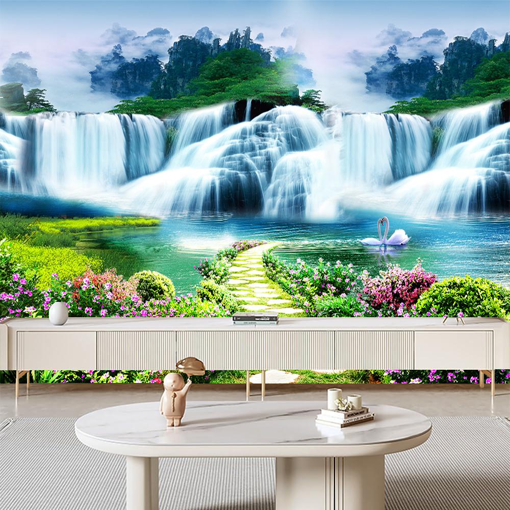 Classic Waterfall Wallpaper Natural Scenery 3d Waterfall Wall Mural Living Room Sofa Background Wall Mural Home Decor