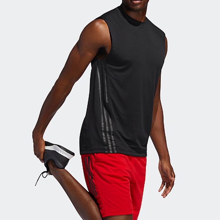 Adidas Solid Training Sports Tank Top Men Tops Black FL4317