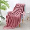 Winter Flannel Tassel Ball Blankets for Beds Warm Lightweight Plush Fleece Sofa Cover Decor European Style Solid Shawl Blanket