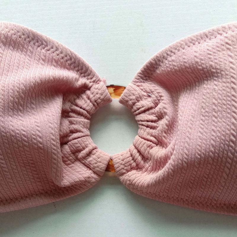 Pink European & American Sexy Bandeau Bikini Set