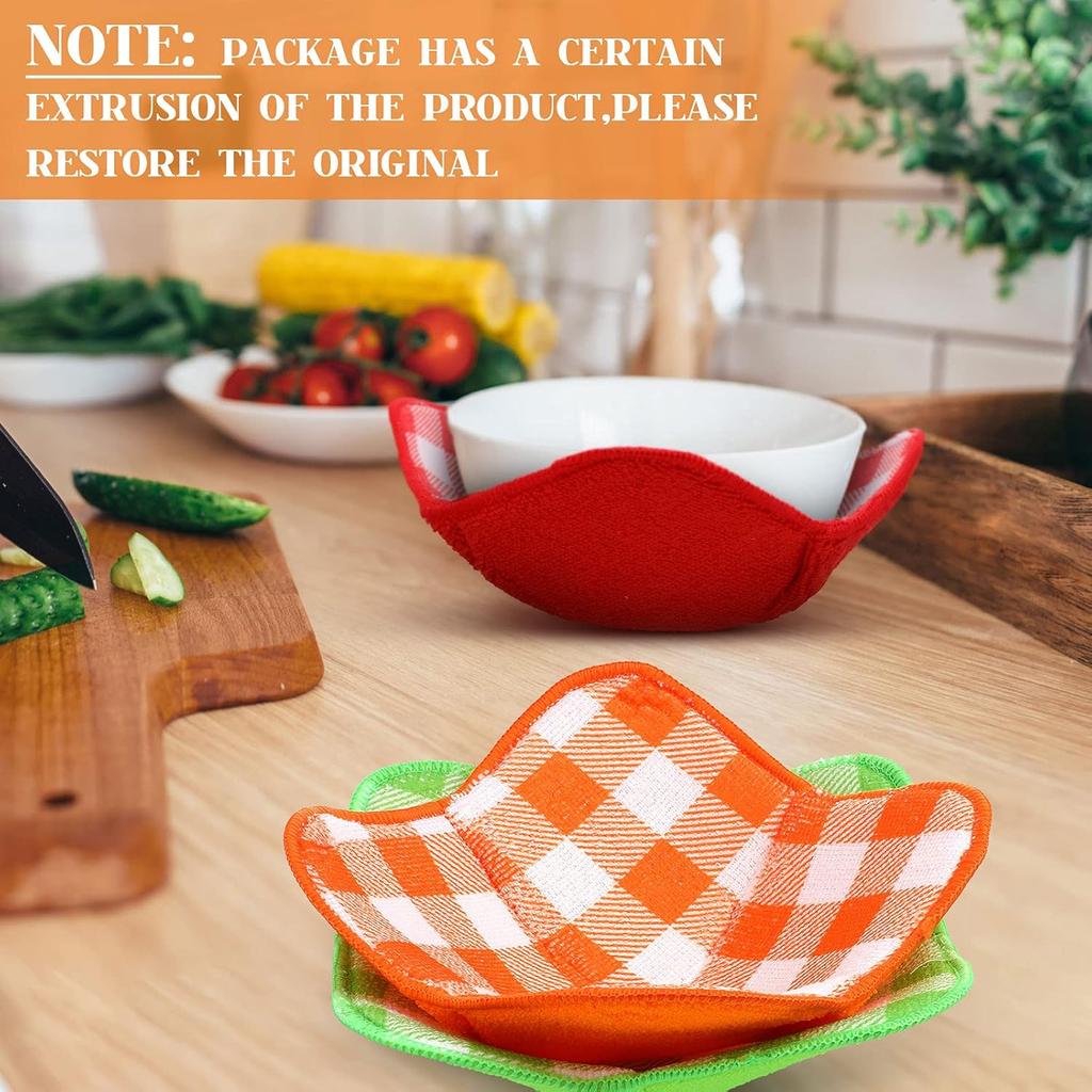 Geiserailie 5 Pieces Hot Bowl Holder Microwave Safe Bowl Cozies Multipurpose Heat Proof Plate Holder to Prevent Hand from Heat and Maintain Food Warm