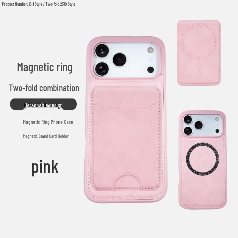 Magnetic Leather Flip Card Holder Stand for Apple 16 Phone