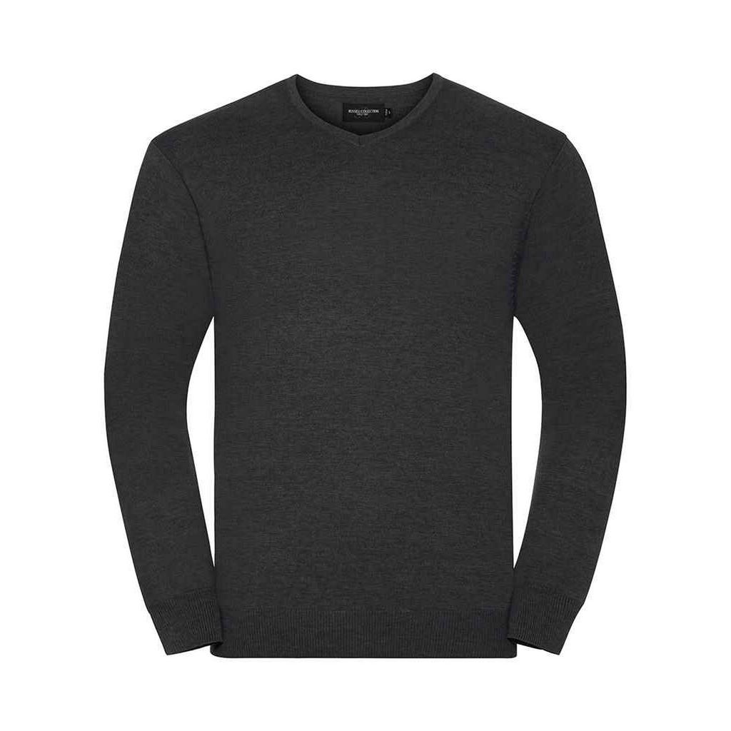 Russell Collection Herren-Sweatshirt aus Baumwolle und Acryl mit V-Ausschnitt