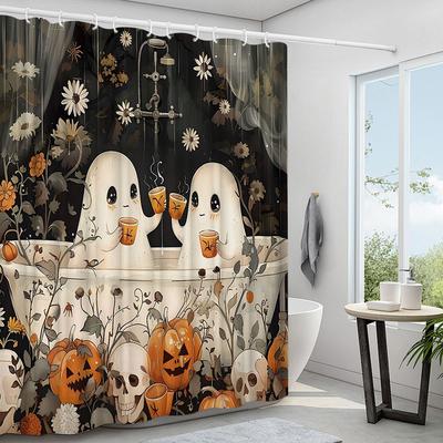 Halloween Shower Curtain Set Horror Shower Curtain Ghost Pumpkin Skull Shower C