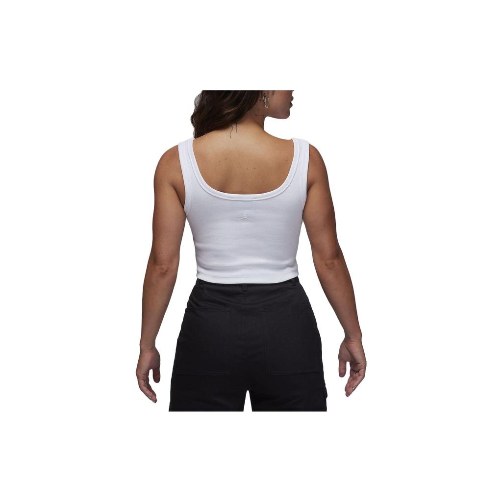 Jordan Solid U-Neck Slim Fit Sleeveless Tank Top Women Tops White FJ6148-100