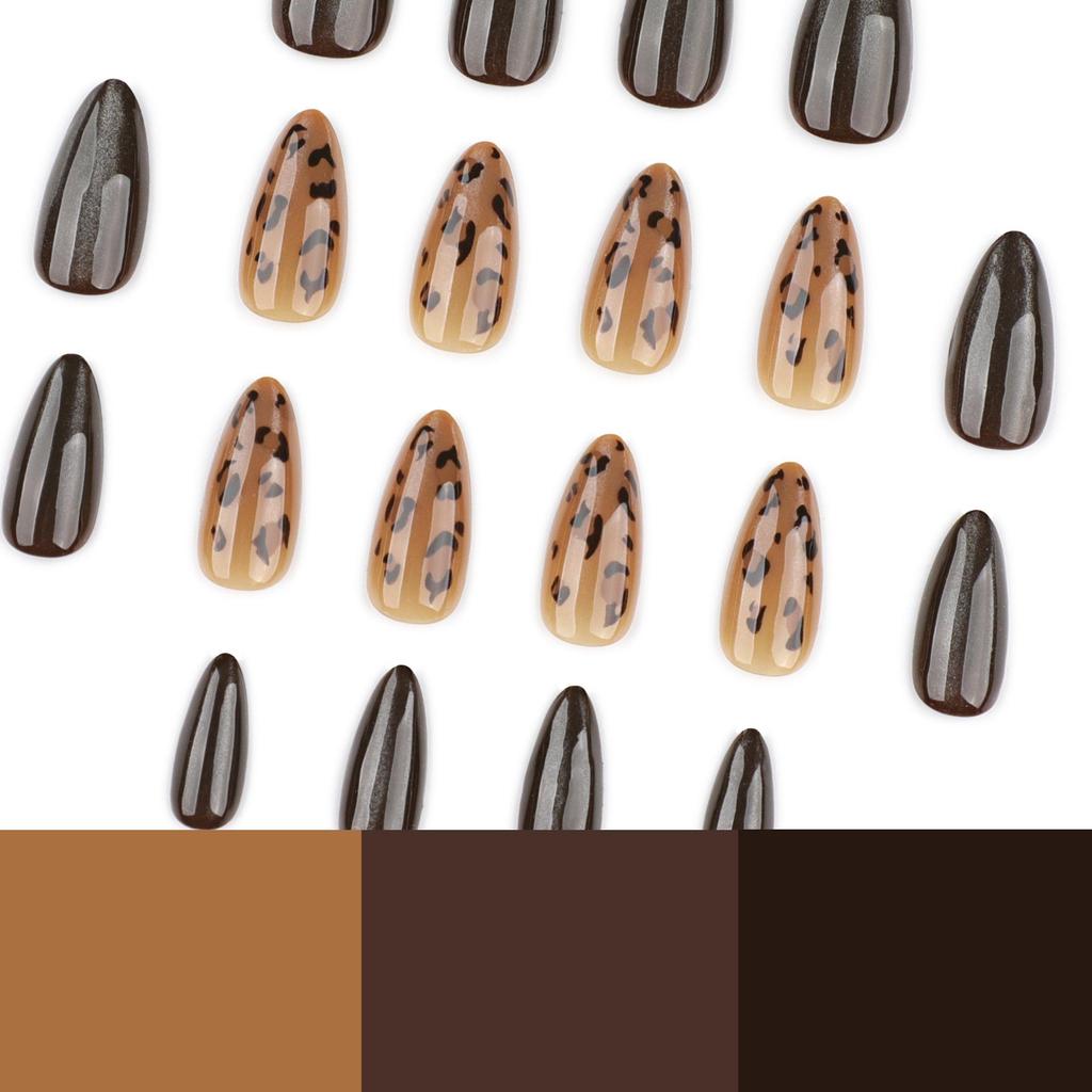 Autumn/Winter Leopard Print Cat Eye Short Almond Wearable Nails