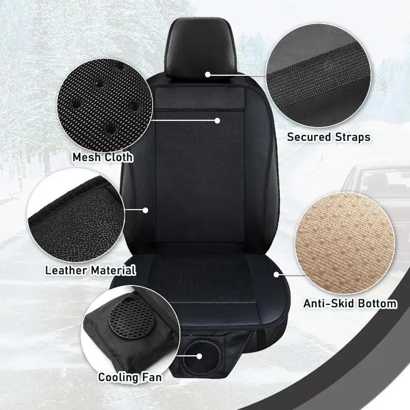 Summer Car Cool Air Seat Cushion Refrigerated DC 12V/24V Car Seat Covers Set with Fan Fast Blowing Ventilation Seat Cooling Pat
