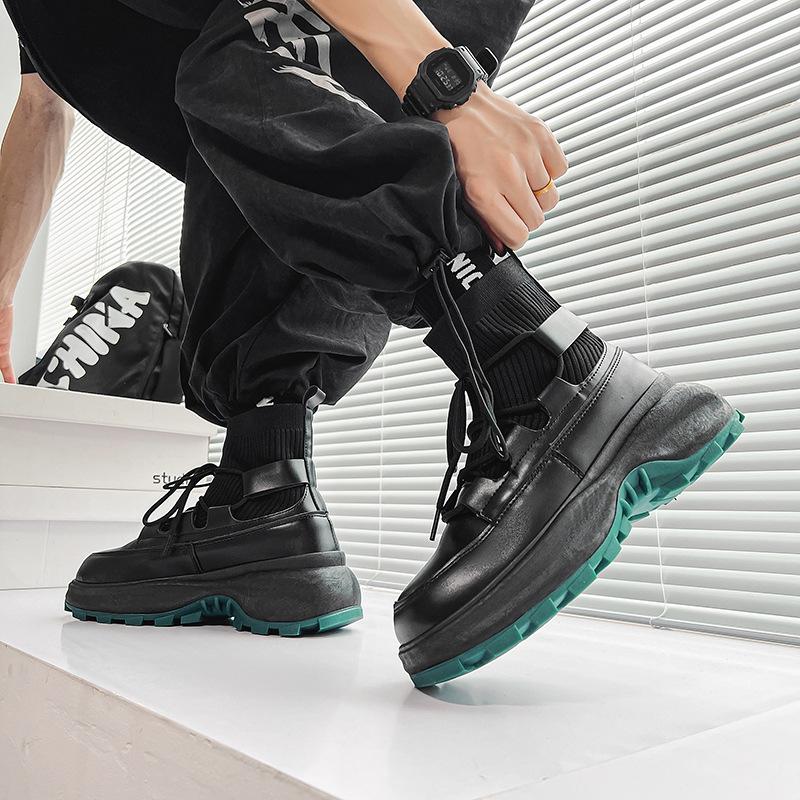 Thick-soled Martin Boots, Socks, Tooling Boots, Casual Trendy Shoes, Niche Design, British Style High-top Men's Shoes In Spring and Autumn