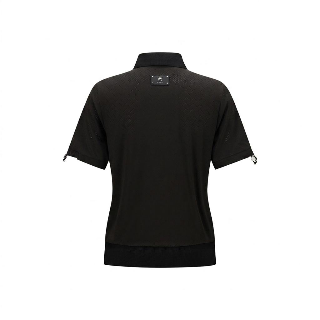 ANEW GOLF Women Contrast Short Sleeve Sweater_Bk