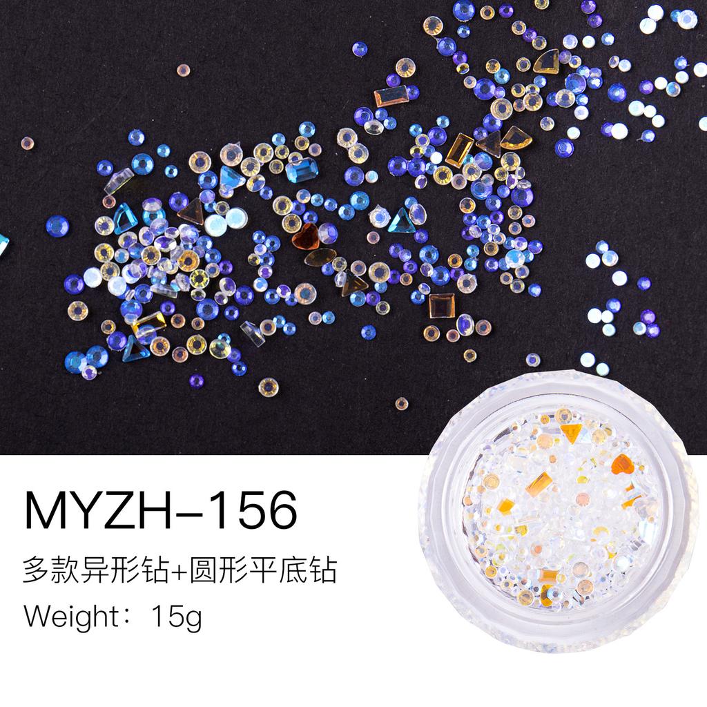 Mini Small Nail Art Mixed Warm Elf Aurora Flat Bottom Special-Shaped Diamond Diy Round Box