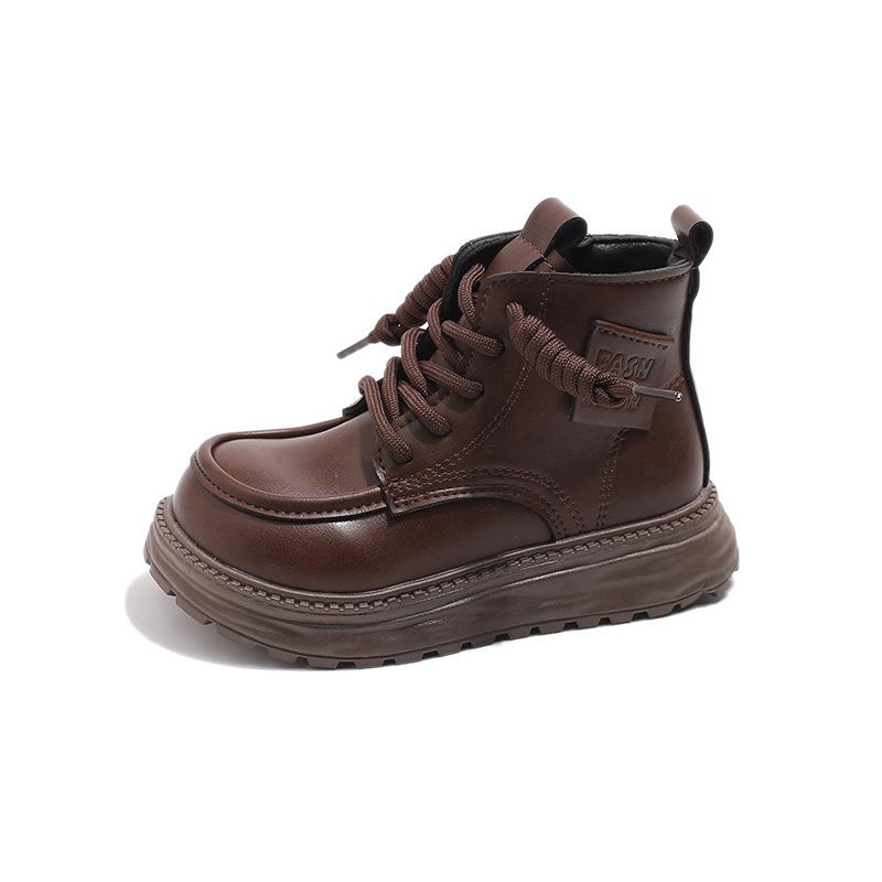 

Детские ботинки в британском стиле, короткие, для девочек, хлопковые ботинки на плюшевой подкладке, теплые, модные, кожаные ботинки 37 коричневый