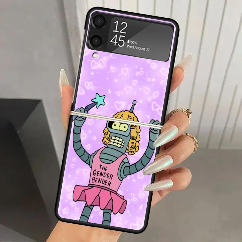 

Cartoon F-Futuramas Hard PC Phone Case For Samsung Galaxy Z Flip 7 6 5 4 3 Black ZFlip7 ZFlip6 Flip5 Flip4 Flip3 5G Print Cover Samsung Z Flip 7