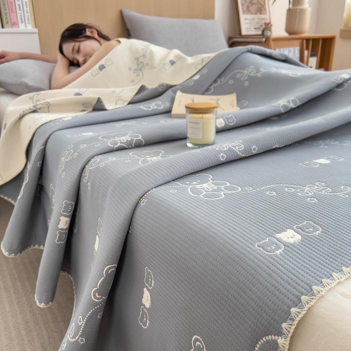 Cotton jacquard three-layer yarn wool towel quilt pure cotton lunch break blanket sofa cover blanket shawl blanket