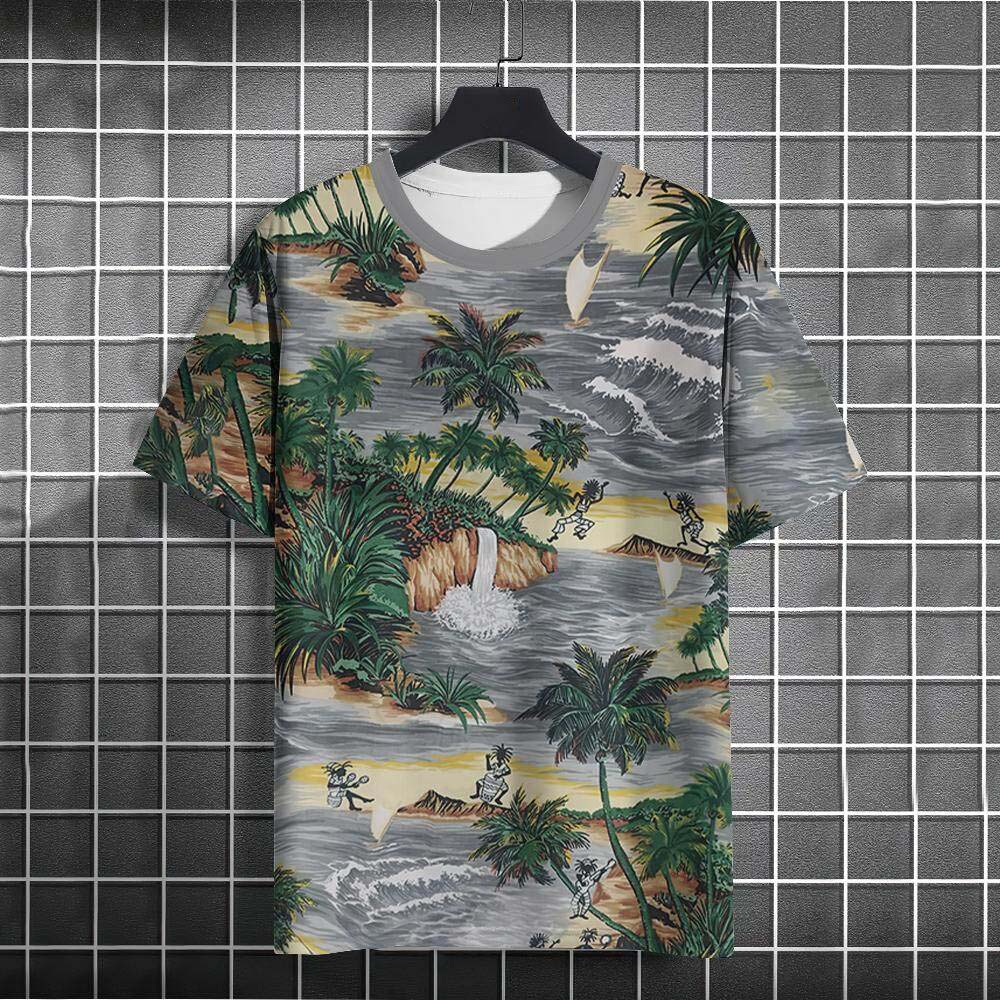 Hawaiian Beach Coconut Tree 3D Print T-Shirts Men Women Short Sleeve T Shirt Oversized Harajuku Tees Tops Clothing