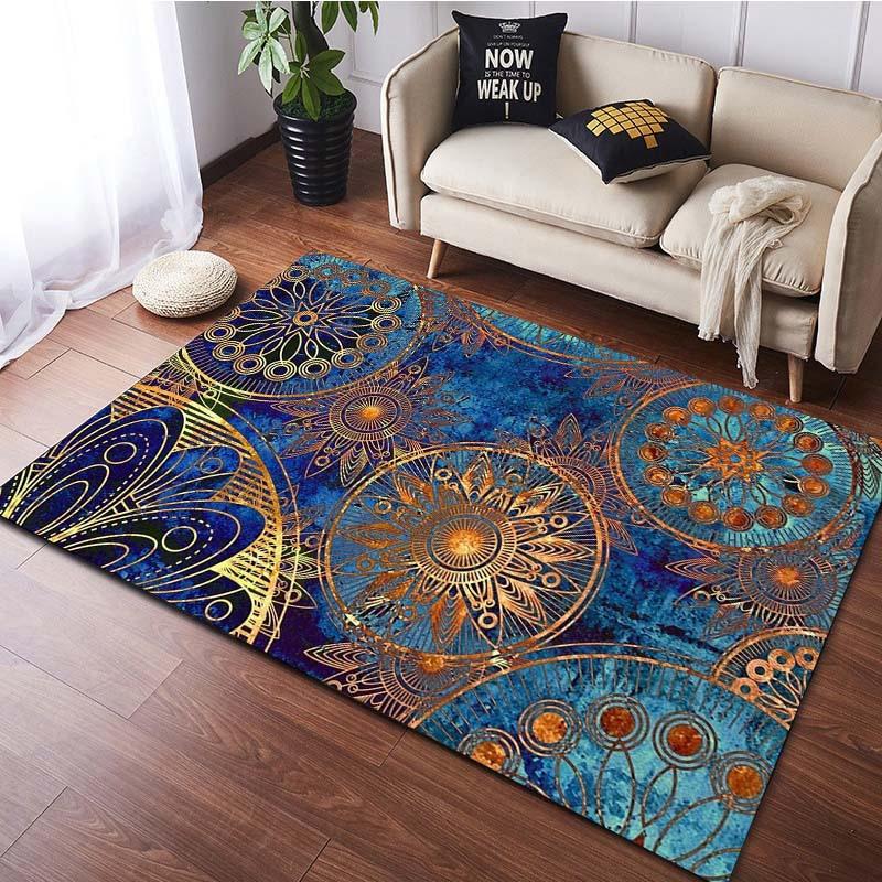 Ethnic Style Carpet For Living Room, Bedroom And Kitchen - Printed Floor Mat, Easy To Clean, Flannel Rug Home Decoration
