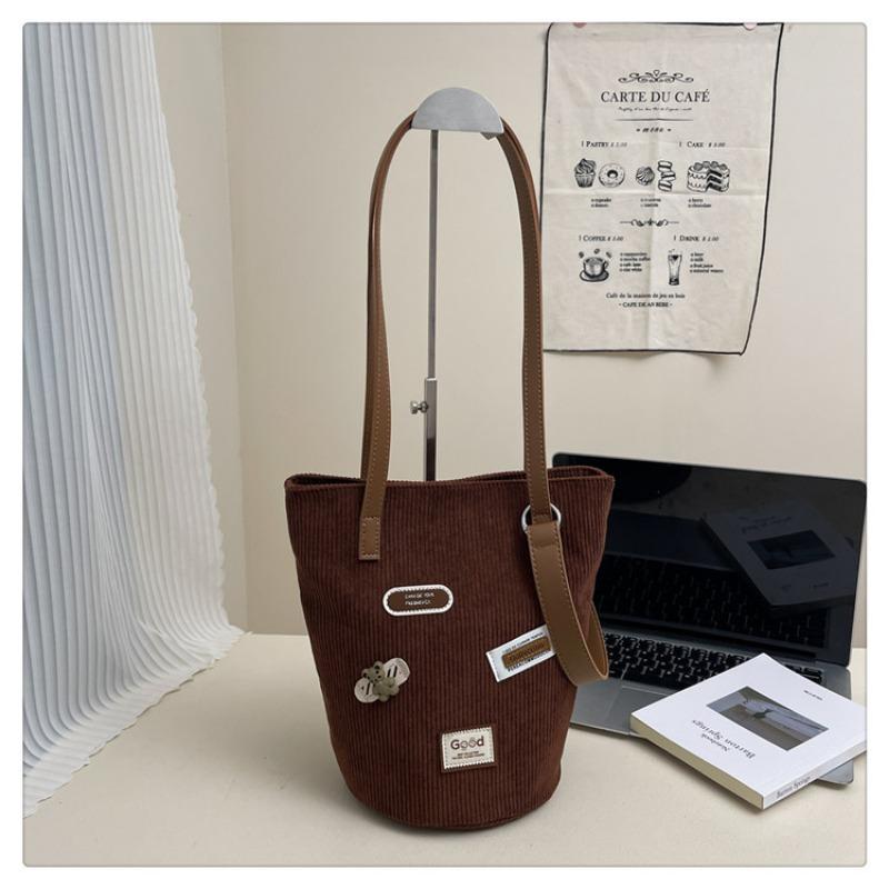 Corduroy Bag Women's Large-capacity New Autumn and Winter Velvet Shoulder Messenger Bag Bucket Bag