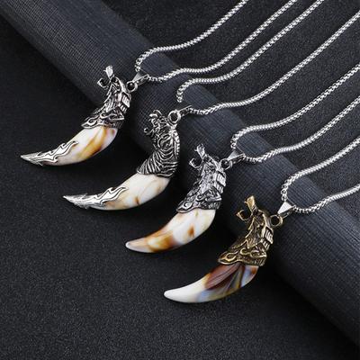 Men Necklace Wolf Teeth Shape Pendant Punk Style Lightweight Electroplated Neck Jewelry Daily Party Dating Necklace