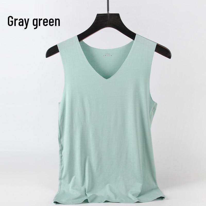 Men s Modal Seamless Round & V-Neck Slim Fit Fitness Vest Plus Size Base Layer 3XL