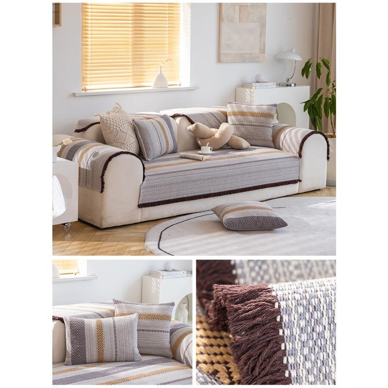 

Old Coarse Cloth Cotton Linen Sofa Cushion Four Seasons Universal Simple Modern Light Luxury Pastoral Linen Seat Cushion 70*70cm