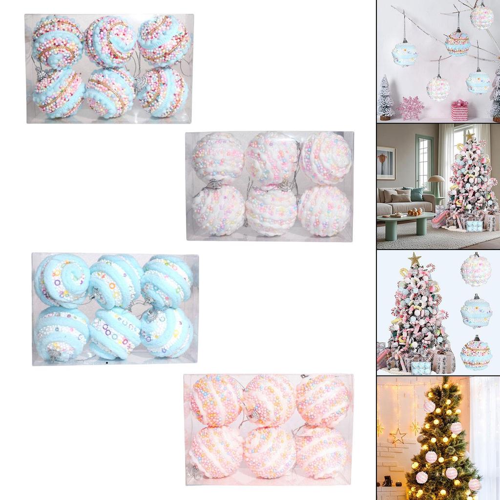 Decorative Balls Christmas Tree Hanging Baubles Set Macaron Foam Shatterproof Ornaments Portable for Home and Event Decor